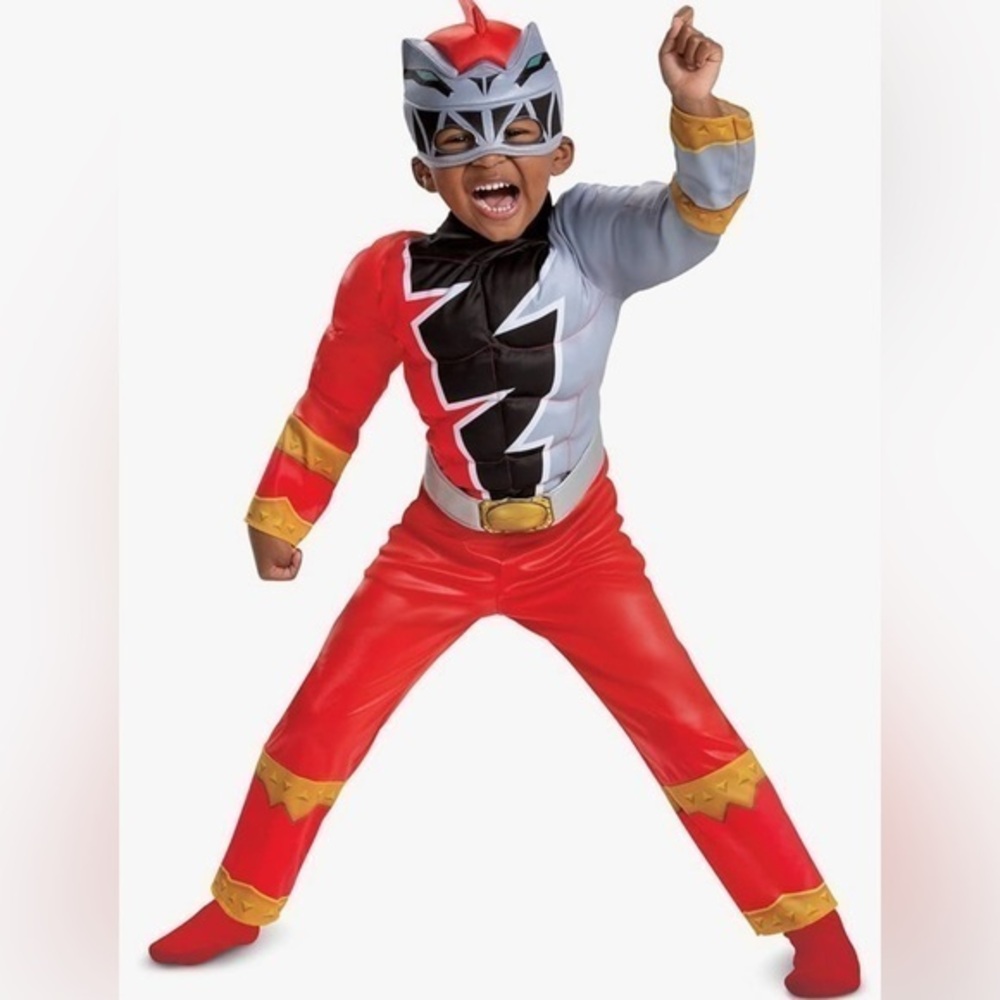 Red Power Ranger Muscle Costume Power Rangers Dino Fury Outfit with Mask toddler - Picture 1 of 5